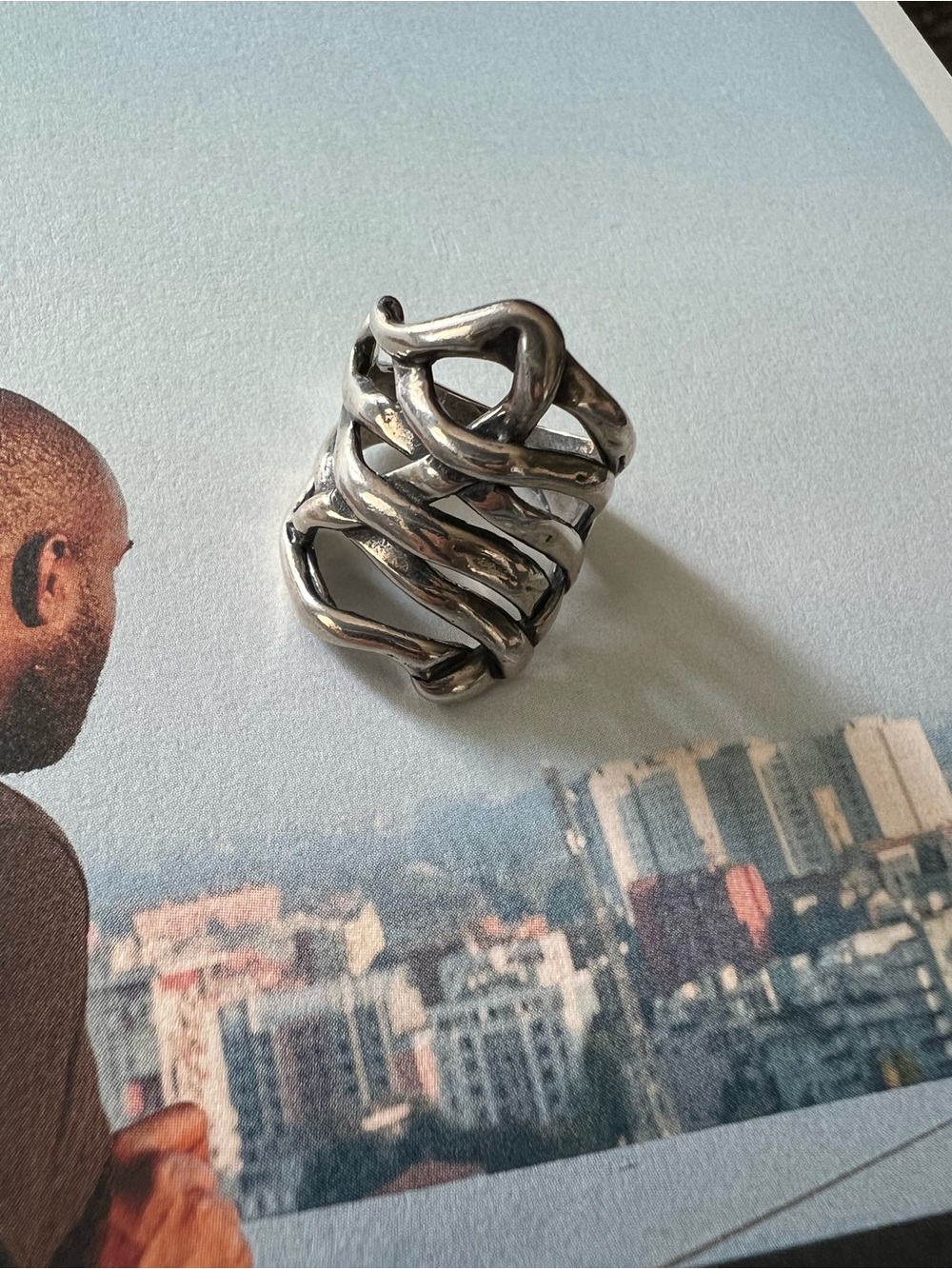 SHABLOOL • Woven Wave Silver Women's Statement Ring